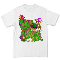 White Louisiana Map Mardi Gras Premium Tee - HowdyJamesFarm