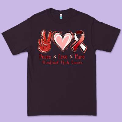 Peace Love Cure Heart And Neck Cancer Premium Tee Designed By Jasminsmagicworld