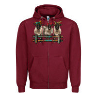 Burgundy 3 sheeps suffolk ewe with bandanas and fence Zipper Hoodie - BarkalooDesign