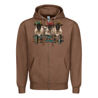 Chestnut 3 sheeps suffolk ewe with bandanas and fence Zipper Hoodie - BarkalooDesign