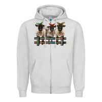 Dove Grey 3 sheeps suffolk ewe with bandanas and fence Zipper Hoodie - BarkalooDesign
