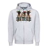 Heather Grey 3 sheeps suffolk ewe with bandanas and fence Zipper Hoodie - BarkalooDesign