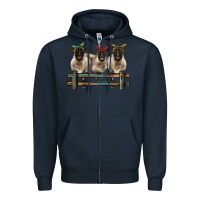 Navy 3 sheeps suffolk ewe with bandanas and fence Zipper Hoodie - BarkalooDesign