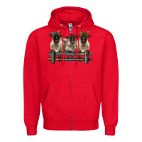 Red 3 sheeps suffolk ewe with bandanas and fence Zipper Hoodie - BarkalooDesign