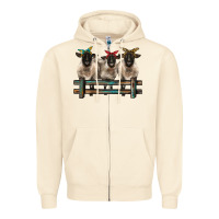 Sandshell 3 sheeps suffolk ewe with bandanas and fence Zipper Hoodie - BarkalooDesign