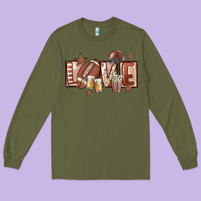 Football Love Long Sleeve Tee Designed By Fadigitalartstudio