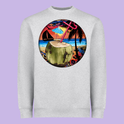 Coconut Drink Colorful Leopard Heavyweight Sweatshirt Designed By Barkaloodesign