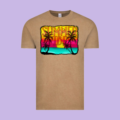 Summer Vibes Vintage Tee Designed By Cowcowdesign