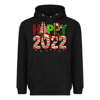 Black happy 2022 with christmas tree cake Heavyweight Hoodie - AdoDesignShop