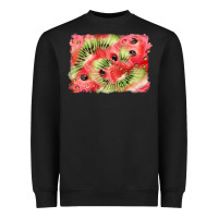 Black watermelon strawberry kiwi background Heavyweight Sweatshirt - BarkalooDesign