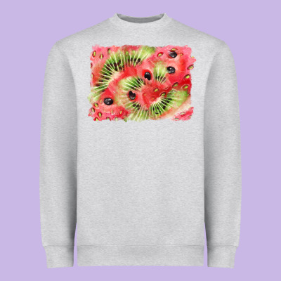 Watermelon Strawberry Kiwi Background Heavyweight Sweatshirt Designed By Barkaloodesign
