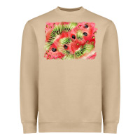 Mushroom watermelon strawberry kiwi background Heavyweight Sweatshirt - BarkalooDesign