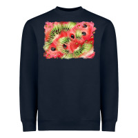 Navy watermelon strawberry kiwi background Heavyweight Sweatshirt - BarkalooDesign