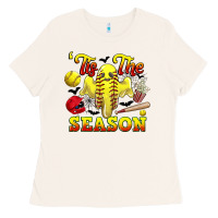 Bone tis the season softball halloween Ladies Tee - CowGirlArtShop
