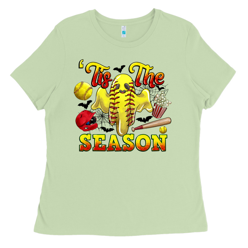 Tis The Season Softball Halloween Ladies Tee by CowGirlArtShop | Teevron