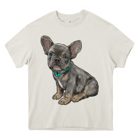 Cream french bulldog Heavy Core Tee - RanaPortraitStore