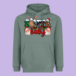 Santa Baby With Santa And Christmas Tree Cake Heavyweight Hoodie Designed By Adodesignshop