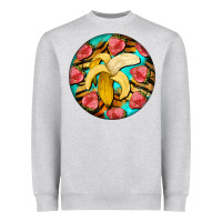 Heather Grey banana and strawberries with tiger pattern Heavyweight Sweatshirt - BarkalooDesign