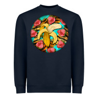 Navy banana and strawberries with tiger pattern Heavyweight Sweatshirt - BarkalooDesign