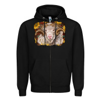 Black merino ram with sunflowers Zipper Hoodie - BarkalooDesign