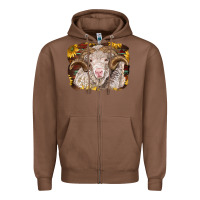 Chestnut merino ram with sunflowers Zipper Hoodie - BarkalooDesign