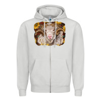 Dove Grey merino ram with sunflowers Zipper Hoodie - BarkalooDesign