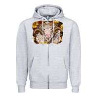 Heather Grey merino ram with sunflowers Zipper Hoodie - BarkalooDesign