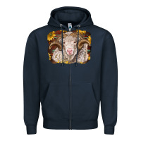 Navy merino ram with sunflowers Zipper Hoodie - BarkalooDesign