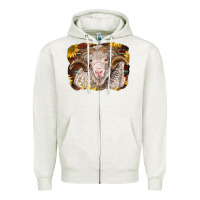 Oatmeal Heather merino ram with sunflowers Zipper Hoodie - BarkalooDesign