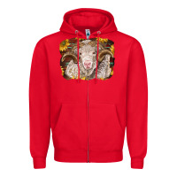 Red merino ram with sunflowers Zipper Hoodie - BarkalooDesign