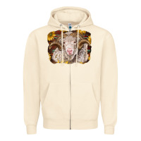 Sandshell merino ram with sunflowers Zipper Hoodie - BarkalooDesign