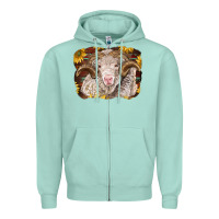 Seafoam merino ram with sunflowers Zipper Hoodie - BarkalooDesign