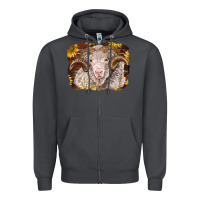 Smoke merino ram with sunflowers Zipper Hoodie - BarkalooDesign