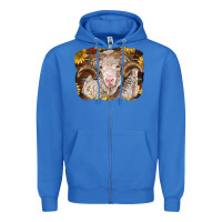 True Royal merino ram with sunflowers Zipper Hoodie - BarkalooDesign