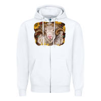 White merino ram with sunflowers Zipper Hoodie - BarkalooDesign