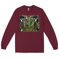 Burgundy aztec cowhide cacti Long Sleeve Tee - RanaPortraitStore