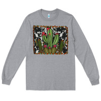 Heather Grey aztec cowhide cacti Long Sleeve Tee - RanaPortraitStore