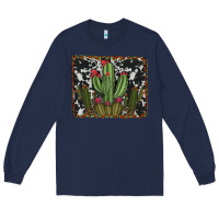 Navy aztec cowhide cacti Long Sleeve Tee - RanaPortraitStore