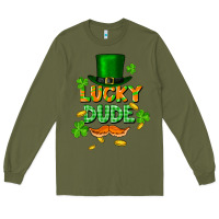 Army Green lucky dude St. Patricks Day Long Sleeve Tee - FaDigitalArtStudio