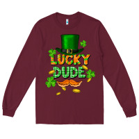 Burgundy lucky dude St. Patricks Day Long Sleeve Tee - FaDigitalArtStudio