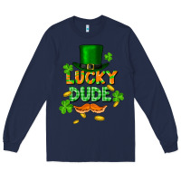 Navy lucky dude St. Patricks Day Long Sleeve Tee - FaDigitalArtStudio