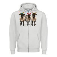 Dove Grey 3 sheeps suffolk ewe with bandana Zipper Hoodie - BarkalooDesign