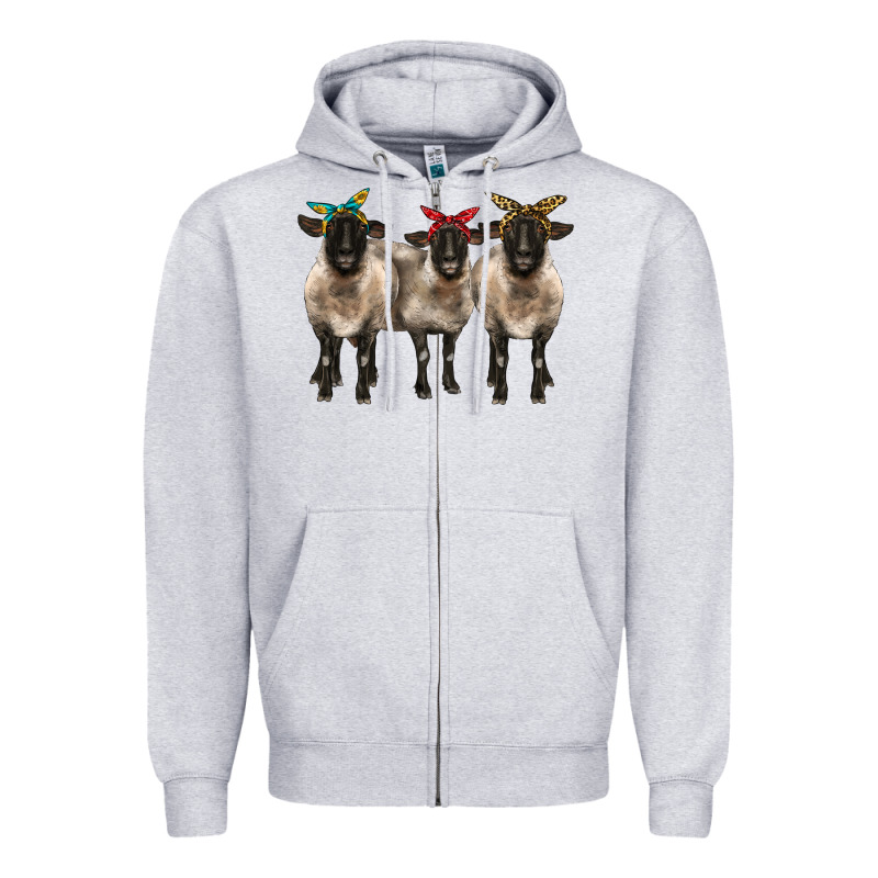 3 Sheeps Suffolk Ewe With Bandana Zipper Hoodie by BarkalooDesign | Teevron