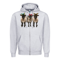 Heather Grey 3 sheeps suffolk ewe with bandana Zipper Hoodie - BarkalooDesign