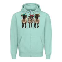 Seafoam 3 sheeps suffolk ewe with bandana Zipper Hoodie - BarkalooDesign