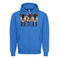 True Royal 3 sheeps suffolk ewe with bandana Zipper Hoodie - BarkalooDesign