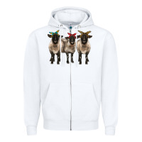 White 3 sheeps suffolk ewe with bandana Zipper Hoodie - BarkalooDesign