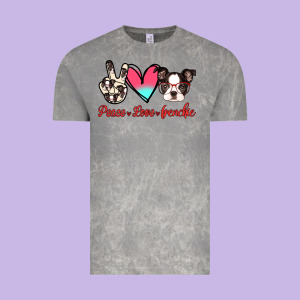 Peace Love Frenchie Vintage Tee Designed By Jasminsmagicworld