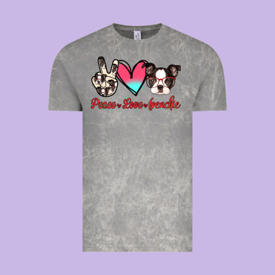 Peace Love Frenchie Vintage Tee Designed By Jasminsmagicworld