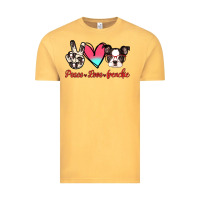 Vintage Mustard Peace Love Frenchie Vintage Tee - Jasminsmagicworld